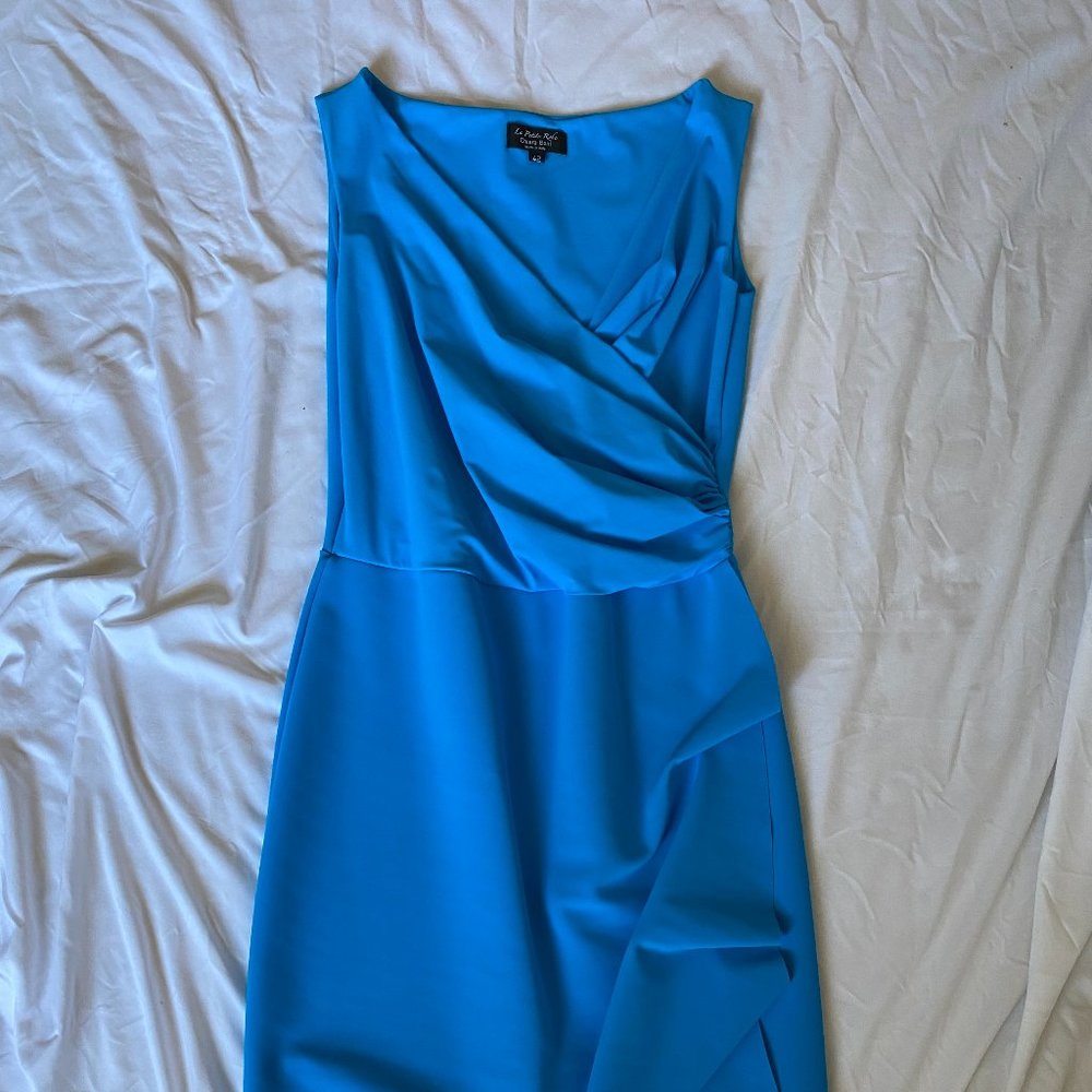 La Petite Robe Chiara Boni Blue Sleeveless Wrap Dress Size 42